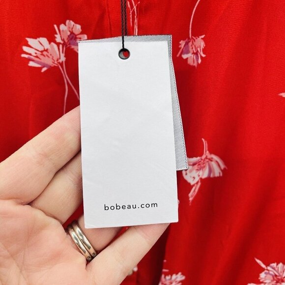 B Collection by Bobeau Womens Plus Size 3X Floral Print Shirt Dress in Red - Picture 7 of 10